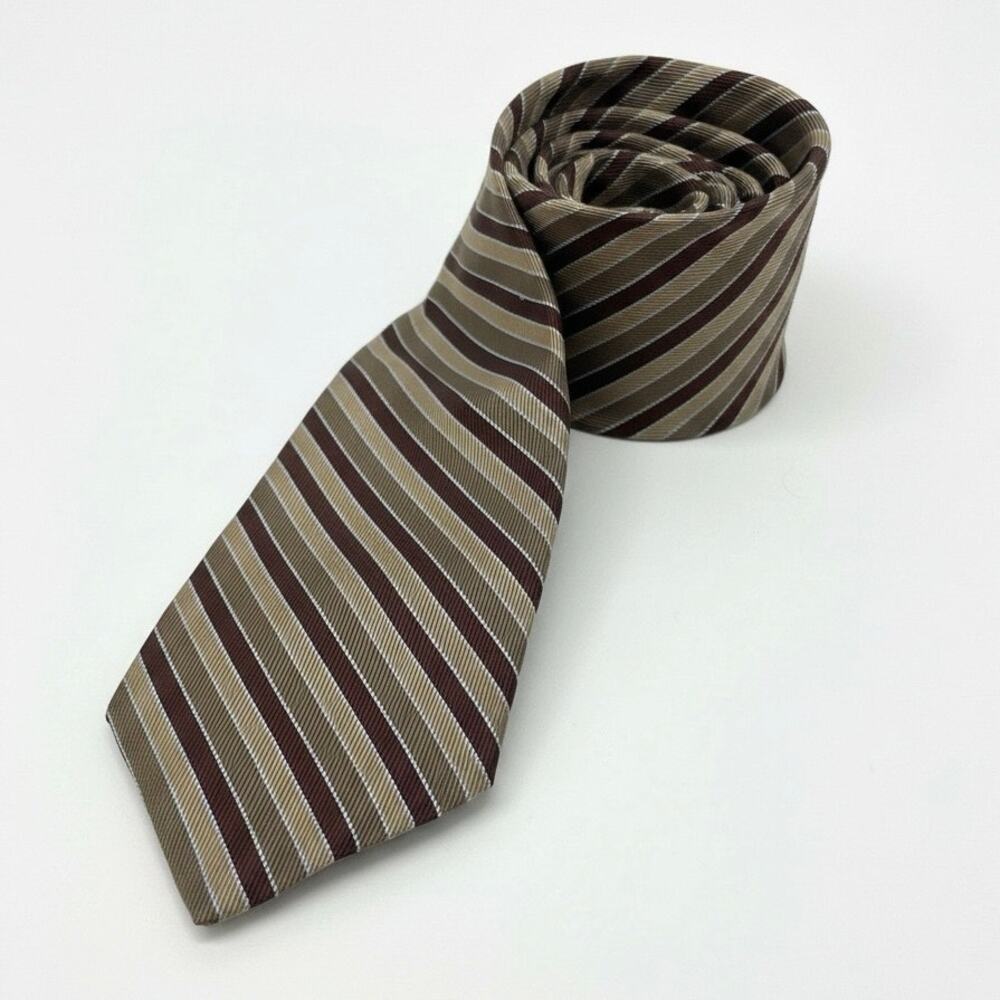 Briar Mens Brown Striped Silk Tie